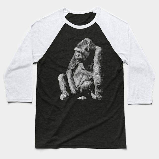 Gorilla Art  - Support Wildlife Baseball T-Shirt by Webdango